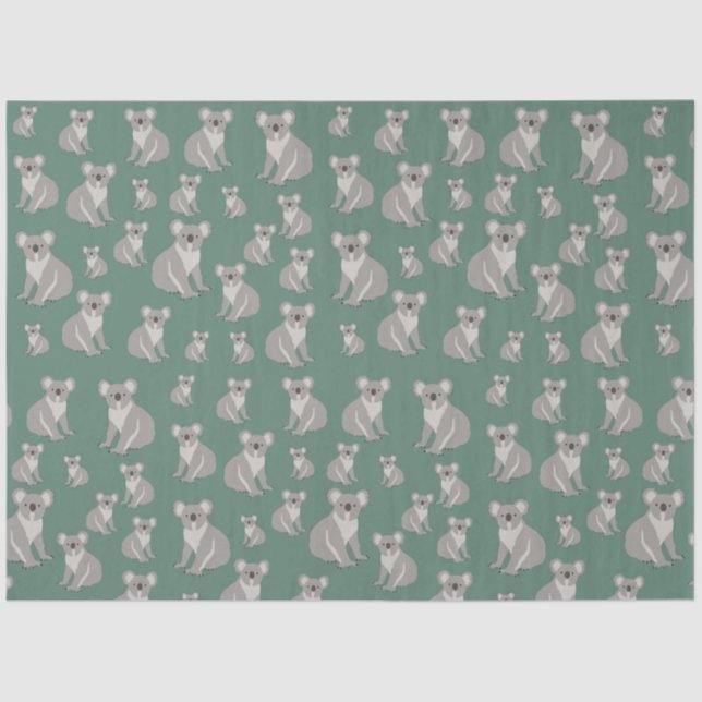Cute Koala Eucalyptus Green Pattern  Tissue Paper (Front)