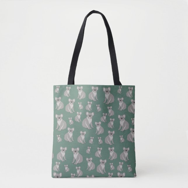 Cute Koala Eucalyptus Green Pattern Tote Bag (Front)