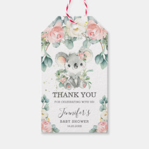 Cute Koala Floral Baby Shower Thank You Favour Gift Tags