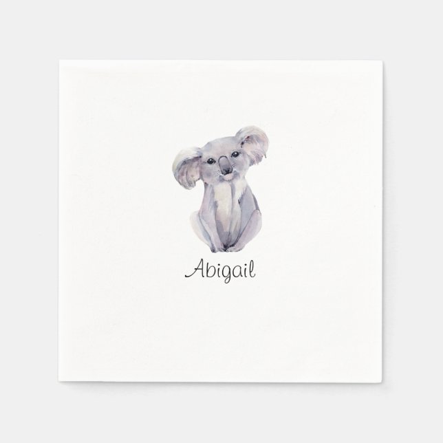 Cute Koala Foliage Cocktail Napkin (Front)