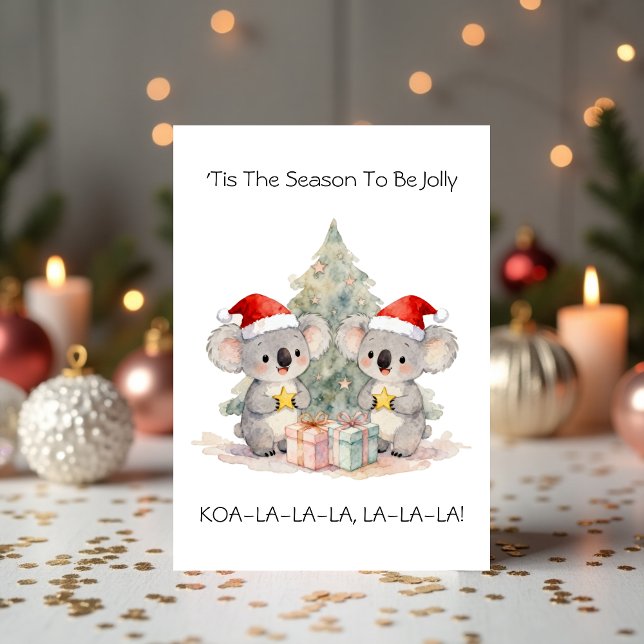 Cute Koala Funny Aussie Holiday Pun Christmas Card (Cute Koala Christmas Card – Funny Aussie Holiday Pun Christmas Greeting)
