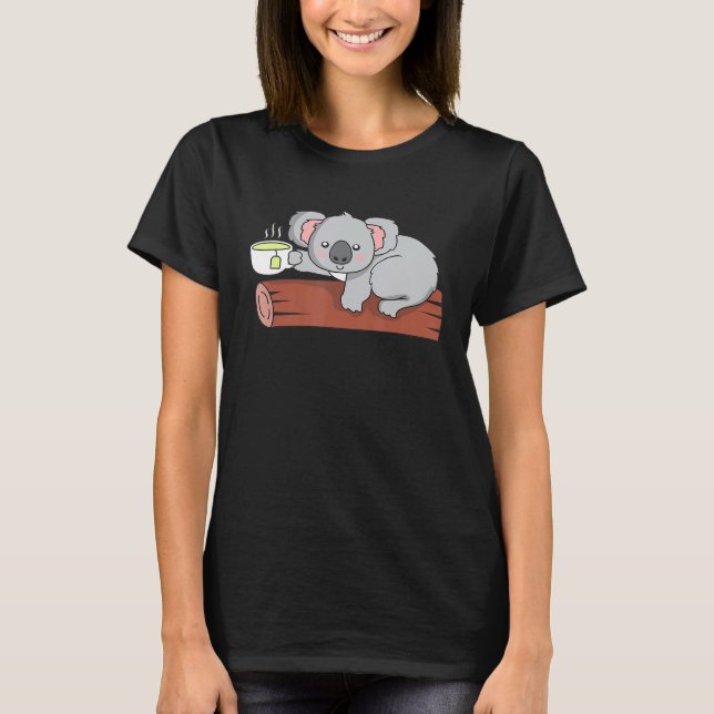 Cute Koala Green Tea Lover Funny Koala Bear Lover T-Shirt (Front)