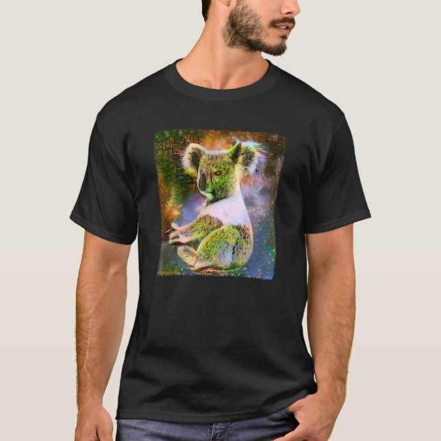Cute Koala Green Trees Forest Nature Pattern   Koa T-Shirt (Front)