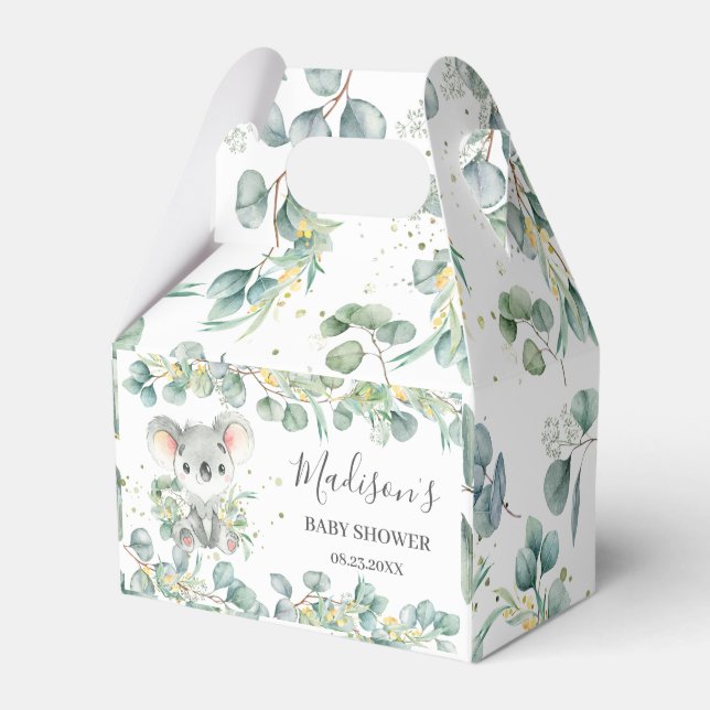 Cute Koala Greenery Baby Shower Thank You  Favor Box (Front Side)