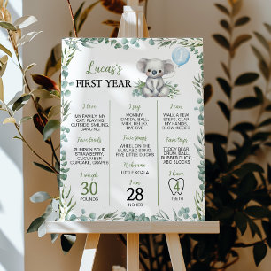 Cute Koala Greenery Birthday Milestone Sign