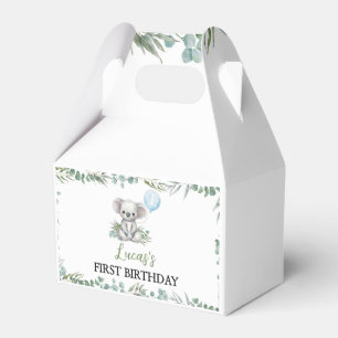 Cute Koala Greenery Boy Birthday Favour Boxes