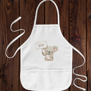 Cute Koala Holding a Name Sign Kids Apron