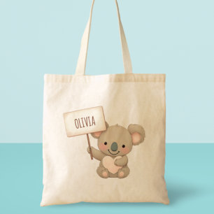 Cute Koala Holding a Name Sign Tote Bag