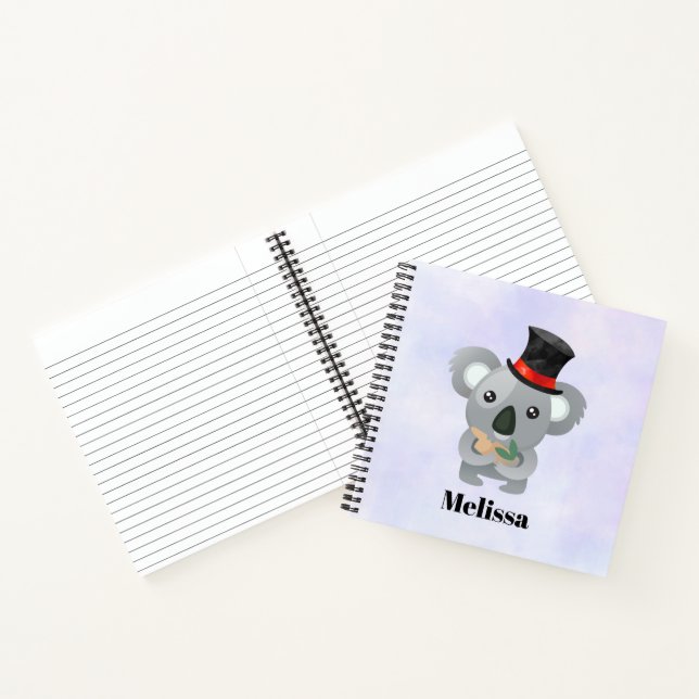 Cute Koala in a Black Top Hat Notebook (Inside)