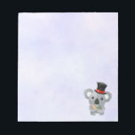 Cute Koala in a Black Top Hat Notepad<br><div class="desc">A notepad with an illustration of a cute grey koala eating some eucalyptus leaves,  wearing a fancy black top hat with a red ribbon. Set on a light purple digital watercolor background.</div>