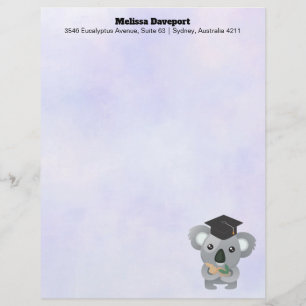 Cute Koala in a Graduation Cap Letterhead