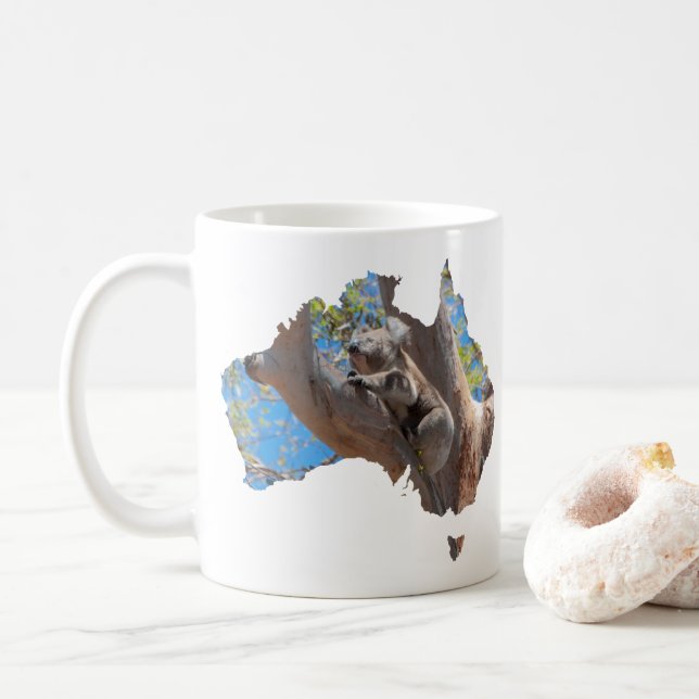 Cute koala in a tree Australia Shape Coffee Mug (With Donut)