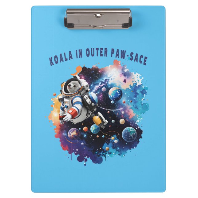 Cute Koala in Outer Paw-sace, Koala Astronaut Clipboard (Front)