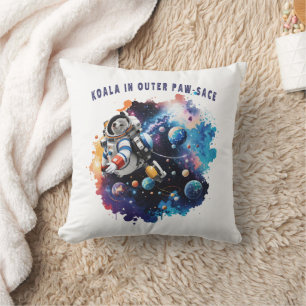 Cute Koala in Outer Paw-sace, Koala Astronaut Throw Pillow