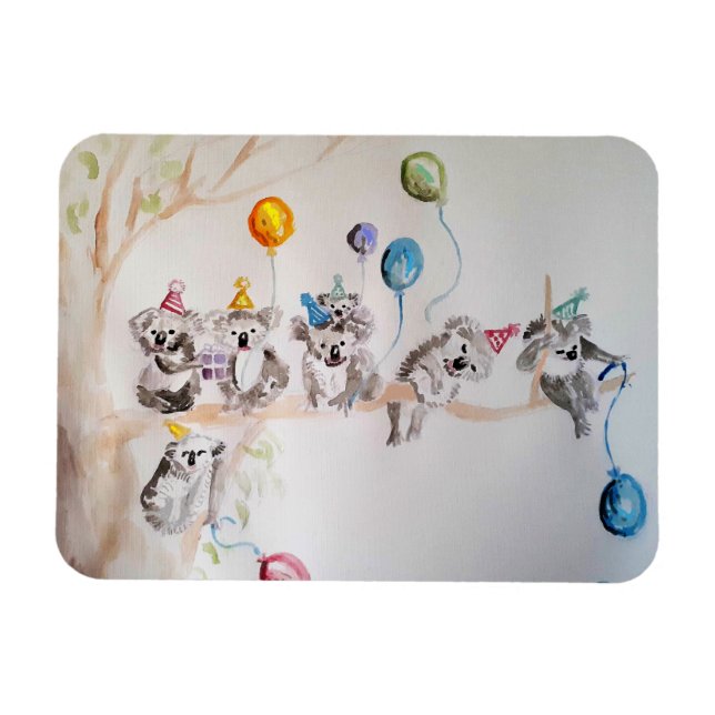 Cute Koala koalas Aquarelle d'animal Magnet d'art (Horizontal)