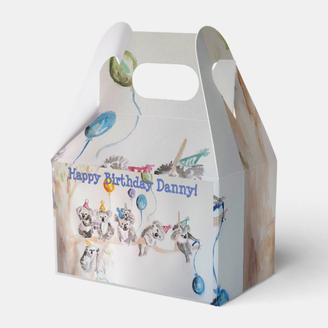 Cute Koala Koalas Boys Birthday Cake Favor Box (Front Side)