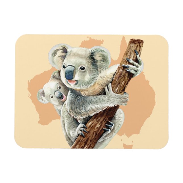 Cute Koala Mom and Baby Magnet (Horizontal)