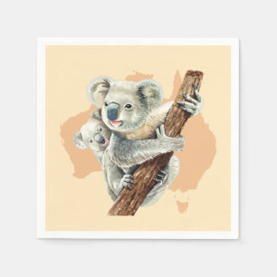 Cute Koala Mom and Baby Napkin