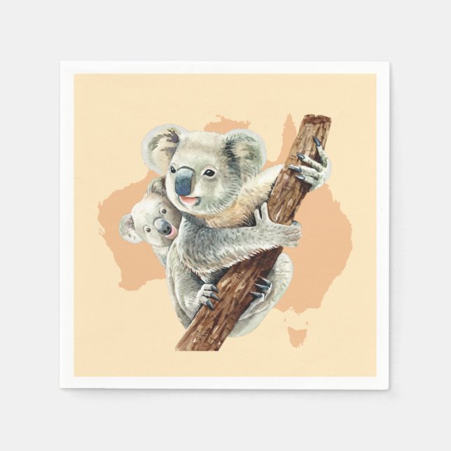 Cute Koala Mom and Baby Napkin (Front)