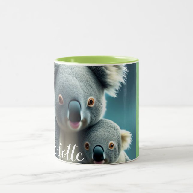 Cute Koala Mom and Baby Newborn Facts Gift Mug (Center)