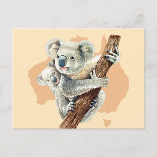 Cute Koala Mom and Baby Postcard (Front)