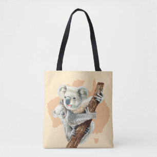 Cute Koala Mom and Baby Tote Bag