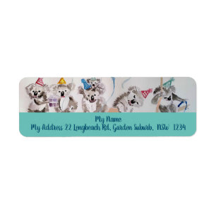 Cute Koala Party Watercolour Return Address Labels