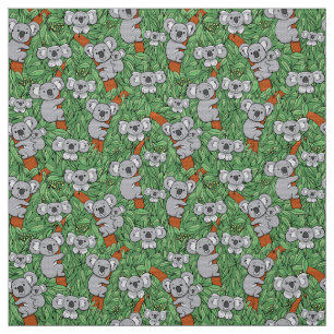 Cute Koala Pattern Green Fabric