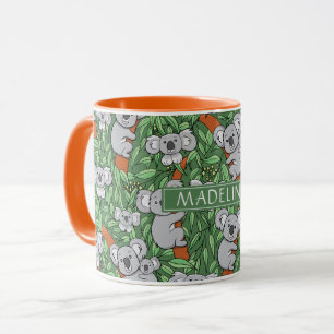 Cute Koala Pattern Personalize Green Mug