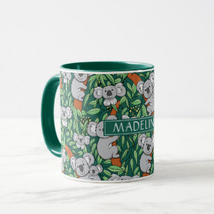 Cute Koala Pattern Personalize Hunter Green Mug