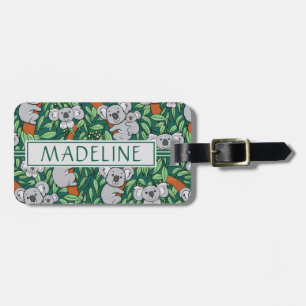Cute Koala Pattern Personalized Dark Green Luggage Tag