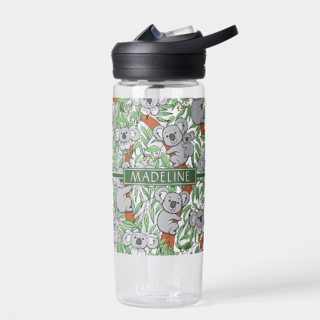 Cute Koala Pattern Personalized Water Bottle (Left)