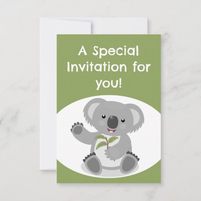 Cute Koala personalized birthday Invitation (Back)