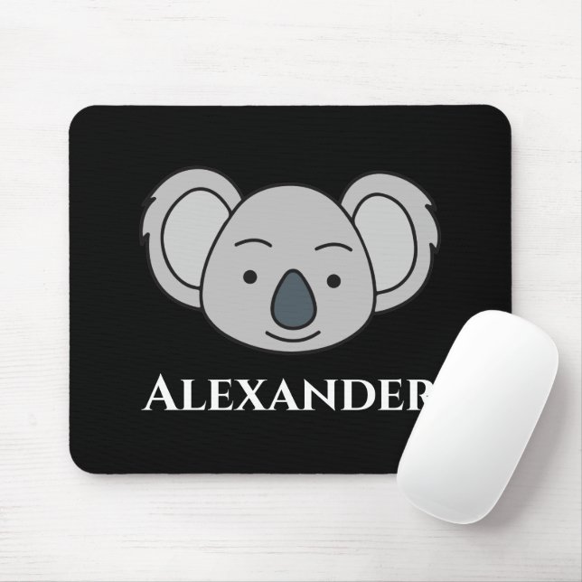 Cute Koala Personalized Custom Name Back To School Mouse Pad (With Mouse)