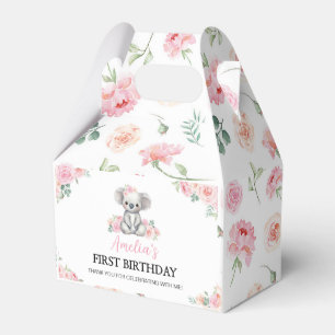 Cute Koala Pink Floral Girl Birthday Favour Boxes