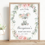 Cute Koala Pink Floral Sage Greenery Baby Shower Poster<br><div class="desc">Personalize this enchanting koala welcome sign easily and quickly. Simply click the customize it further button to edit the text,  change font styles and font colours. Featuring an adorable koala and a pretty pink floral and sage greenery wreath. Matching items available in store. (c) Somerset Fine Paperie.</div>