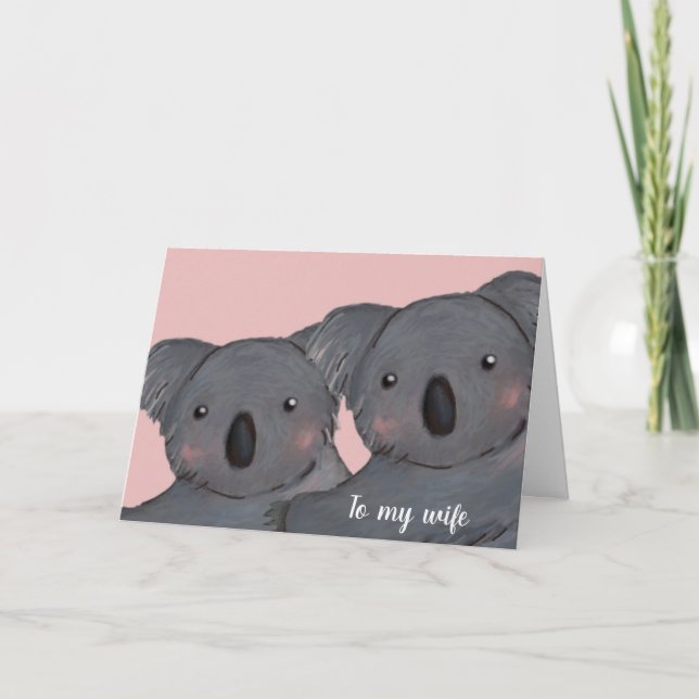 cute koala pink wife anniversary card (Front)