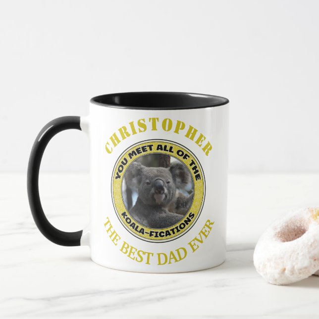 Cute koala ‘play on words’ personalized mug (With Donut)