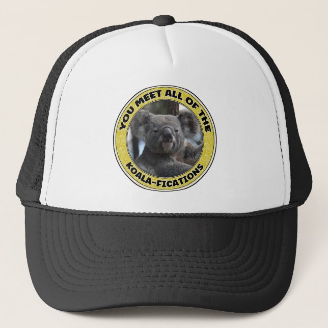Cute koala ‘play on words’  trucker hat (Front)