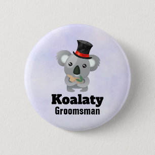 Cute Koala Pun Koalaty Groomsman 2 Inch Round Button