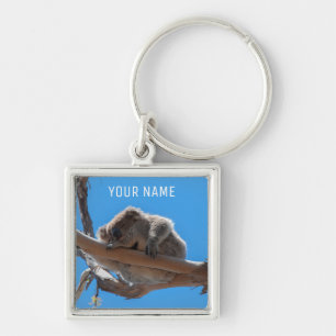 Cute Koala Sleeping in a Tree Australia Keychain