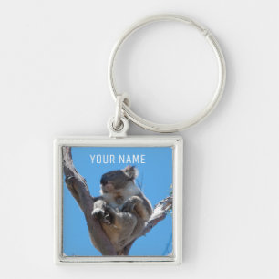 Cute Koala Sleeping in a Tree Australia Keychain