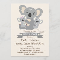 Cute Koala Twins Baby Shower