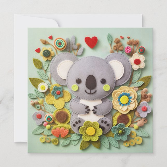 Cute Koala Valentines Day message Holiday Card (Front)
