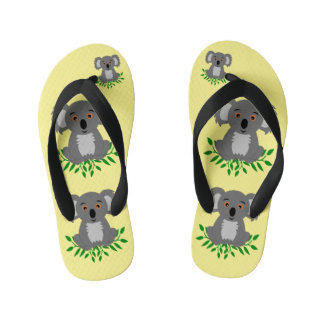 Cute koala with eucalyptus kids kid's flip flops