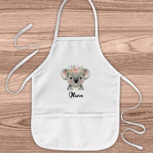 Cute Koala with Floral Crown Kids Apron