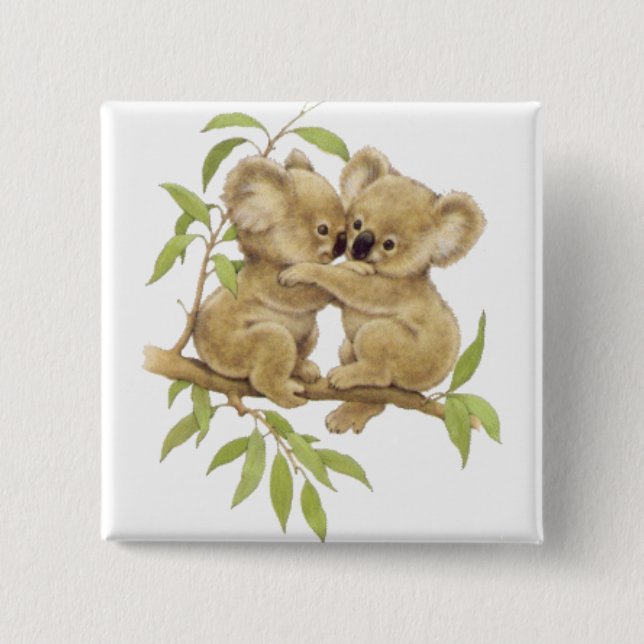 Cute Koalas 2 Inch Square Button (Front)
