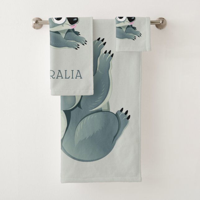 Cute Koalas custom name & text towel set (Insitu)