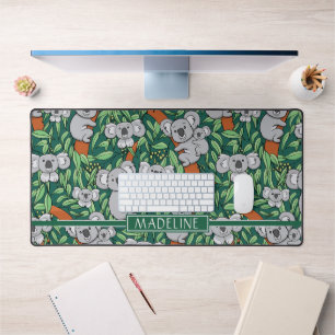 Cute Koalas Personalize Green Desk Mat