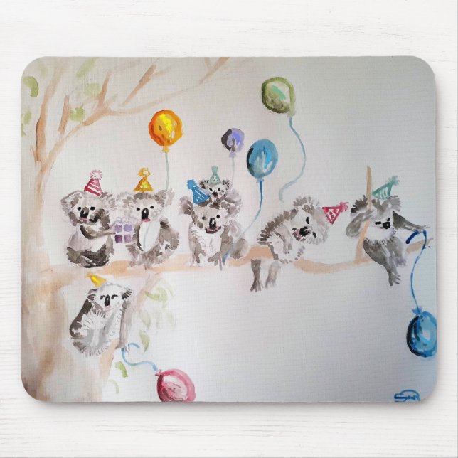 Cute KoalaWatercolour Painting Mouse Mat floral (Front)